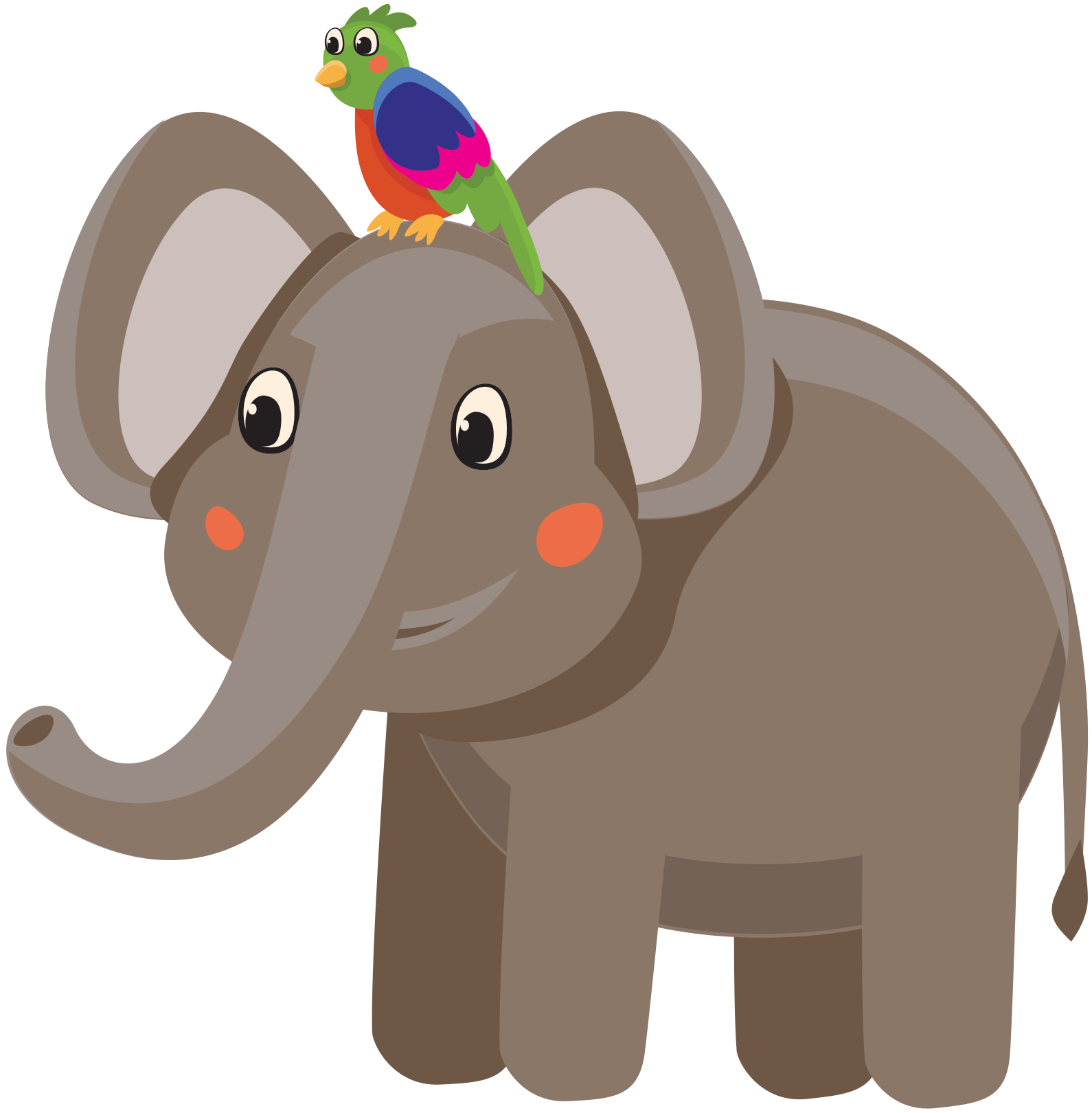 Elephant with parrot Elephant with parrot